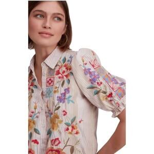 Johnny Was PETUNIA SMOCKED LISBON FLORAL BOHO EMBROIDERY XS